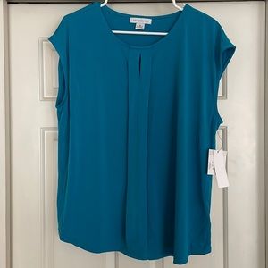 NWT Liz Claiborne vibrant bluish green sleevless, loose fitting top size xl.